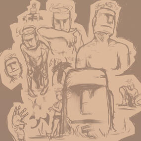 Flaming Moai sketches